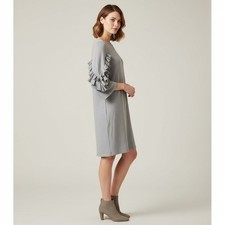 Melloday Gray Soft Jersey Knit Ruffle Sleeve Dress M