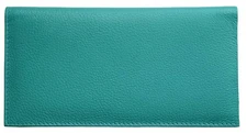 Turquoise Basic Genuine Leather Checkbook Cover For Men & Women