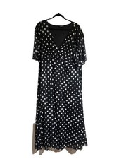 Curvewow Dress Size 22 blue navy Polka Dot Mesh Short Sleeve Fit Flare Midi