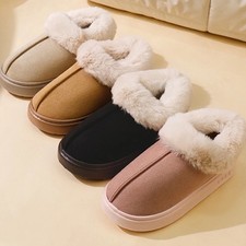 Women's Winter Faux Fur Lined Slippers Warm Plush Non Slip Shoes
