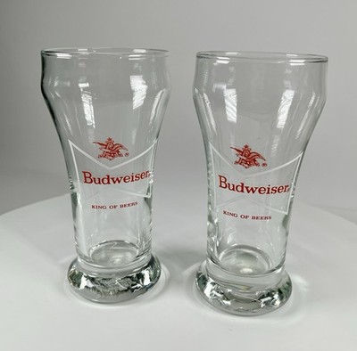 Vintage Budweiser King Of Beers Pilsner Glasses Set Of 2 Bow tie EUC