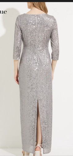 Alex Evenings - 8196646 Maxikleid Allover Pailletten Faux Wickeloptik Silber Größe 18 - Bild 8 von 9