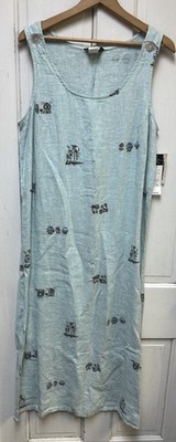 NWT Vintage Requirements 100% Linen Tea For Two Tea Party Garden Maxi Dress