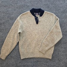 Vintage Gorpcore Gray Ragg Wool Henley Sweater By Aspetuck Trading Co XL