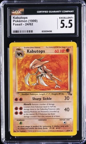 1999 POKEMON FOSSIL #24/62 KABUTOPS CGC 5.5