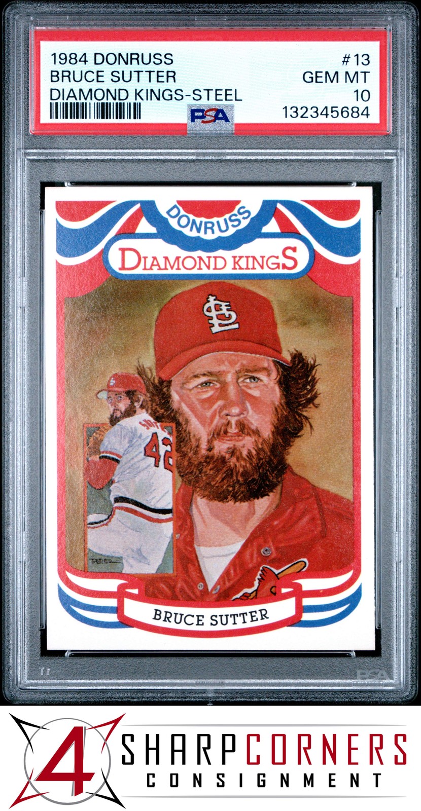 1984 DONRUSS DIAMOND KINGS #13 BRUCE SUTTER HOF STEEL PSA 10