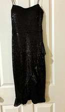 Windsor Women’s 1 Black Sequin Spaghetti Strap Bodycon Mini Dress Long
