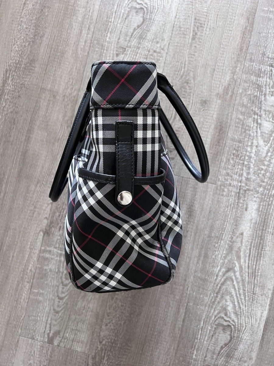 Burberry Blue Label Nova Check Nylon Tote Bag Black Trim Japan
