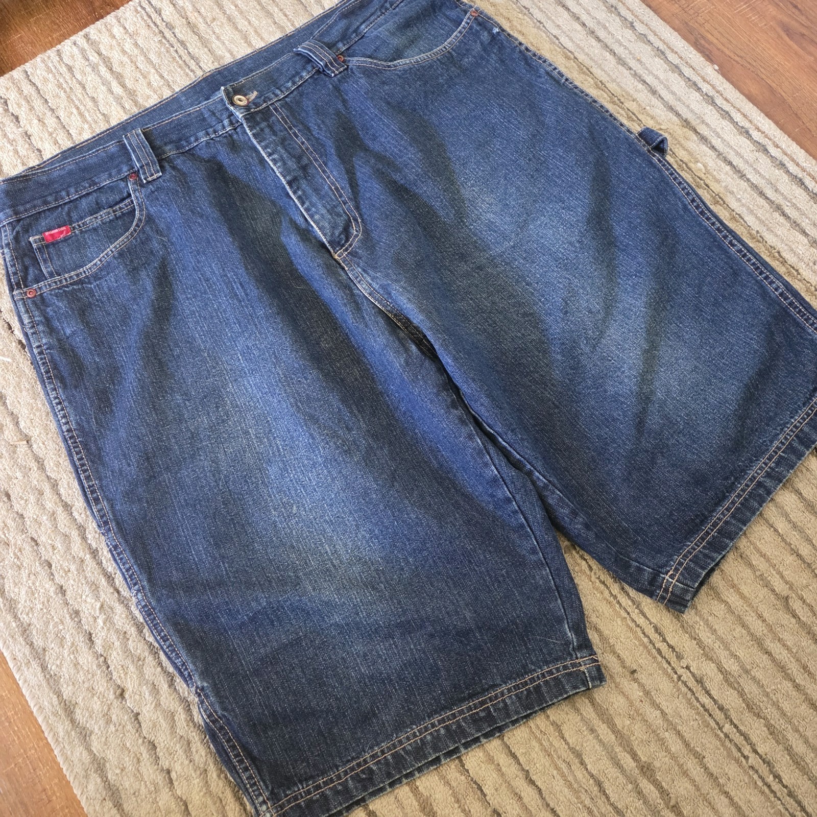 Vintage Y2k Fubu Baggy Wide Leg Carpenter Skater Denim Shorts Size 42x15