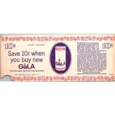 New Decorated Paper Towel GaLA Clinton IA 1960s Original Retro Coupon STK3-ZC1