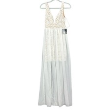 Lulus Make Way For Wonderful Off White Lace Maxi Dress Womens XS DJ18188B NEW