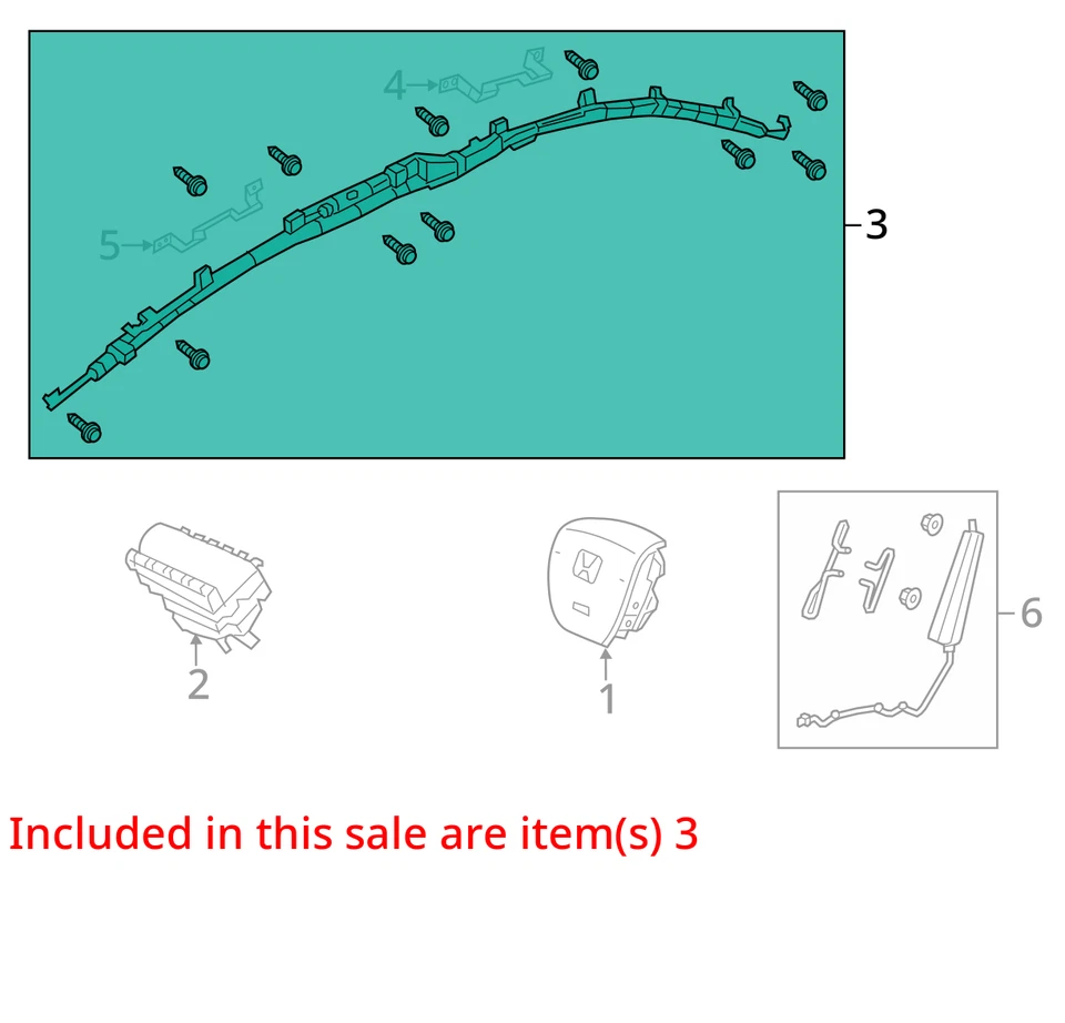 2013-2017 Honda Accord RH Passenger Roof Curtain Airbag OEM - Image 4 of 4