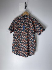 NWT Columbia Rapid Rivers Printed Collar Short Sleeve Button Down Medium Teal