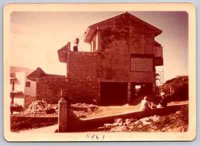 Vintage 1970s Color Photo Brick Building Under Construction European Coast