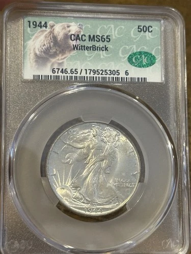 1944 MS65 CACG Walking Liberty Half  Witterbrick Bear Cac Seth Chandler Signed