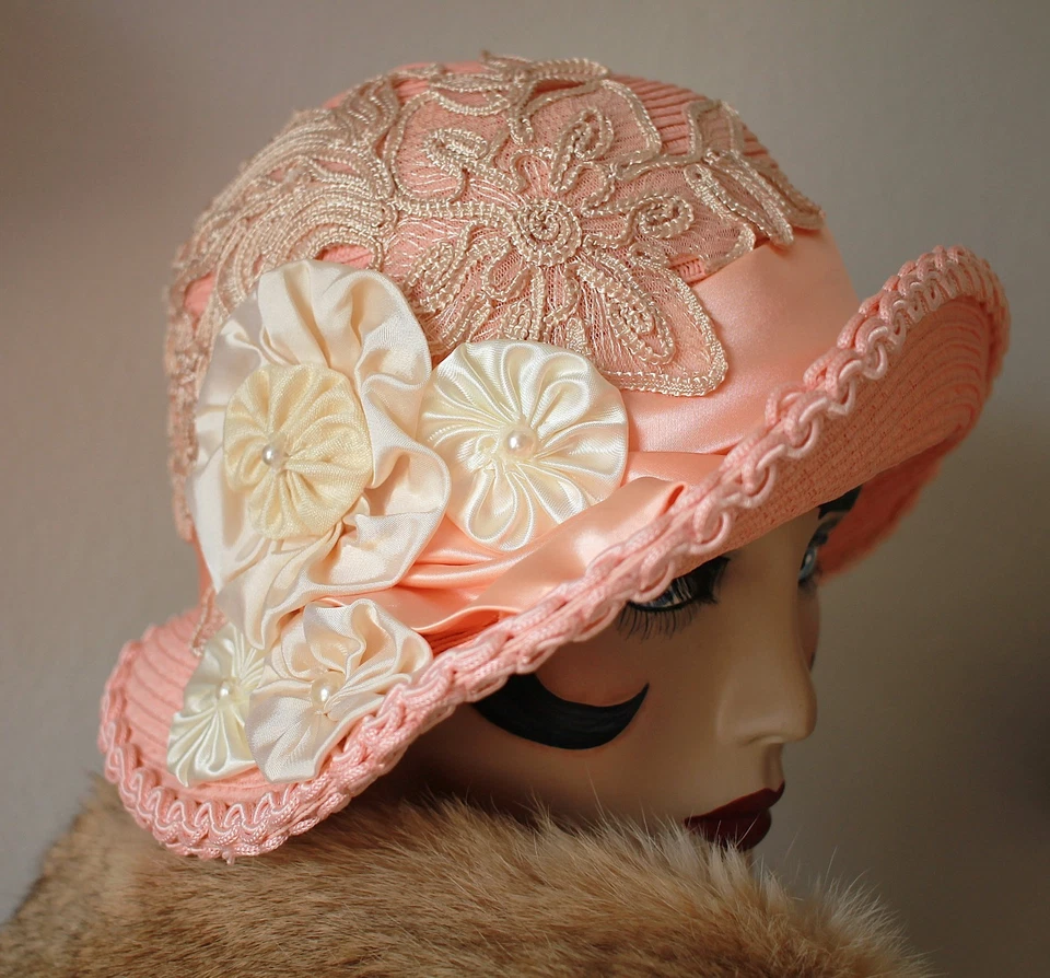 1920s Vintage Style Flapper Wide Brim Summer Hat - Image 2 of 4