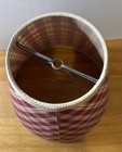 Vintage Country Primitive Plaid Fabric Lamp Shade 6" Gingham Burgundy & Tan — photo 3