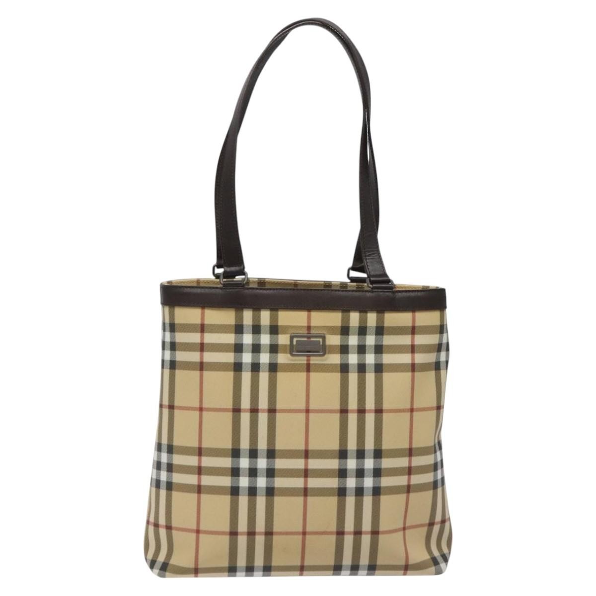 Burberry Nova Check Beige Canvas Tote Bag 100% Authentic Luxury-image