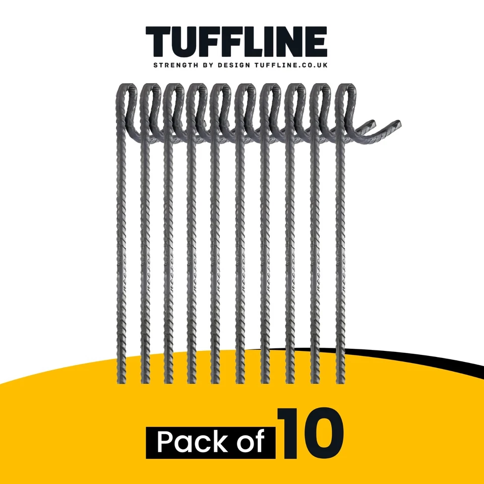 TuffLine Fencing Pins Steel - Black - Galvanised - Ribbed 8mm or 10mm x 1250mm - Image 2 of 4