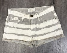 Current/Elliott Jean Shorts 24  29 The Boyfriend Short Gray Painted Stripe Y2K