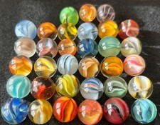 Lot Of 30 Plus Vitro Agate Hybrid Cat s Eye Marbles 5/8 Or Less NM/Mint
