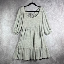 Daily Practice Anthropologie Mini Dress Womens Medium Gray Ribbed Knit Tiered