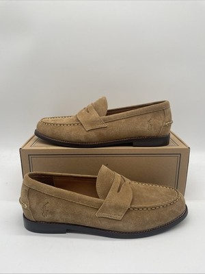 Polo Ralph Lauren Alston Brown Suede Penny Loafer UK 10 EU 44 Neu mit Karton