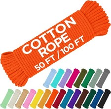Orange Cotton Rope 3/16   5 mm   100 FT   Strong All-Purpose Braided Rope   Na