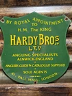 VINTAGE HARDY BROS PORCELAIN SIGN OLD ANGLING FLY FISHING ROD REELS TACKLE UK