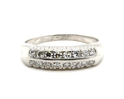 Retro Diamond Wedding Anniversary Band Ring Mined .50ct 1953 Platinum Hartzberg