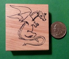 Dragon Rubber Stamp, wood mounted