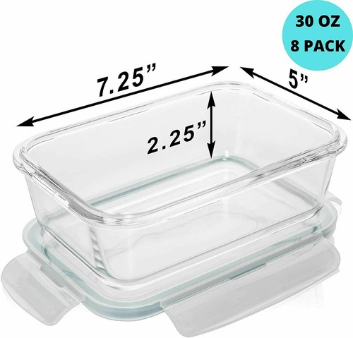 Glass Storage Containers with Airtight Lids, Microwave Safe, 30oz, Set of 16 - Picture 7 of 7