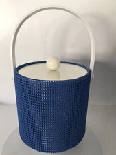 Vintage Kraftware Blue Mesh Ice Bucket  ++VERY RARE++ Mid Century Barware 
