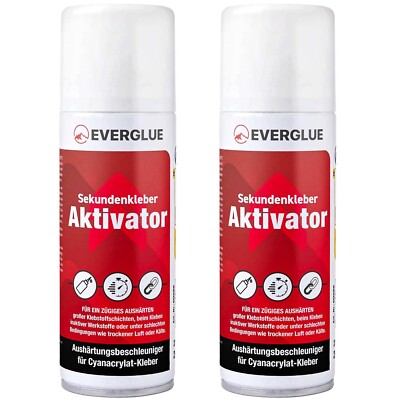 2x EVERGLUE Aktivator Spray für Sekundenkleber, Aushärtebeschleuniger, 2*200ml