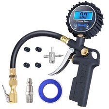 Digital Tire Pressure Gauge with Inflator 250 PSI Air Chuck and Compressor Ac...