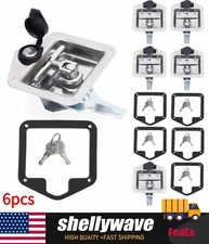 6× Stainless Steel Door Lock Trailer Tool Box T Handle Latch with Keys Folding