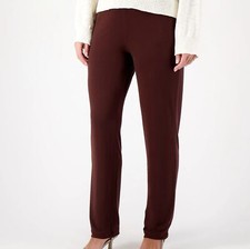 Susan Graver Essentials 3X Tall Bottle Brown Liquid Knit Straight Leg Pants