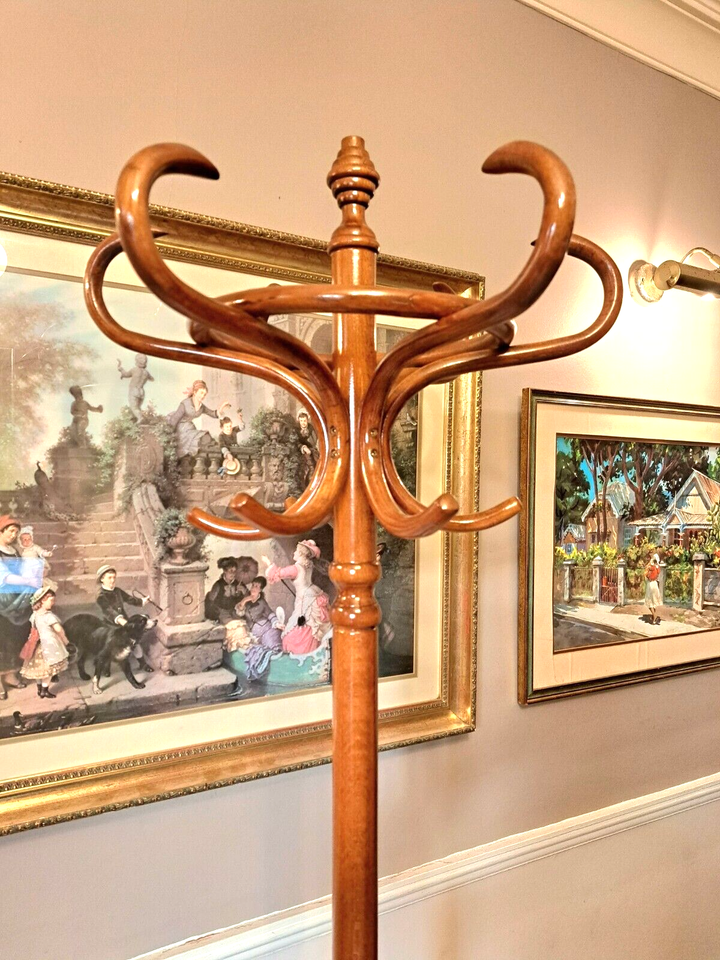 Lightly renovated vintage Edwardian style 12 hook hat coat umbrella