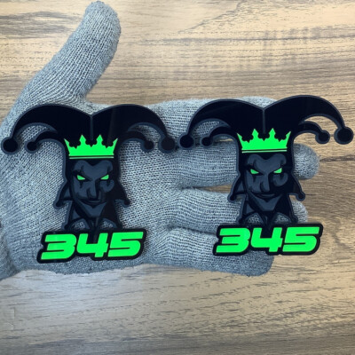#ad Joker Jester Badges Emblem Red Eye Lime Green King for 345 Fender Angry $59.99