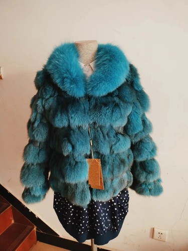 Coat Thick Warm Natural Fox Fur Jackets Lady Short Style Genuine Fox Outerwear - Picture 23 of 42