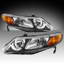 For 2006-2011 Honda Civic Sedan OE Black Headlights Assembly Pair Left+Right