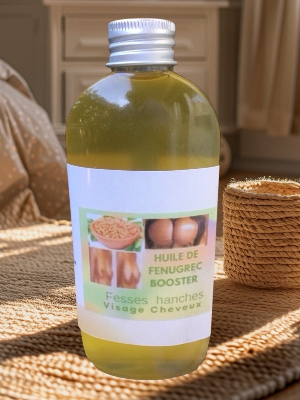 Huile de fenugrec 100% naturel massage galbe poitrine et soin cheveux 200ml