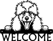 Poodle Detailed Dog Face Welcome Sign or Custom Name - Made in the USA