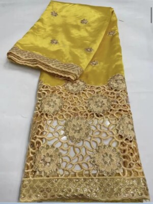 Latest Exquisite George Wrappers Embroidery Guipure Fabric High Quality Lace5yrd