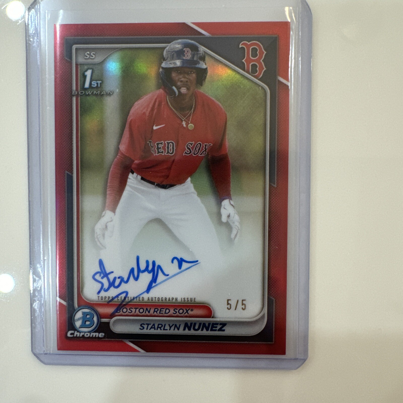 2024 Bowman Chrome Starlyn Nunez 1st Auto Red Refractor #5/5 Bookend