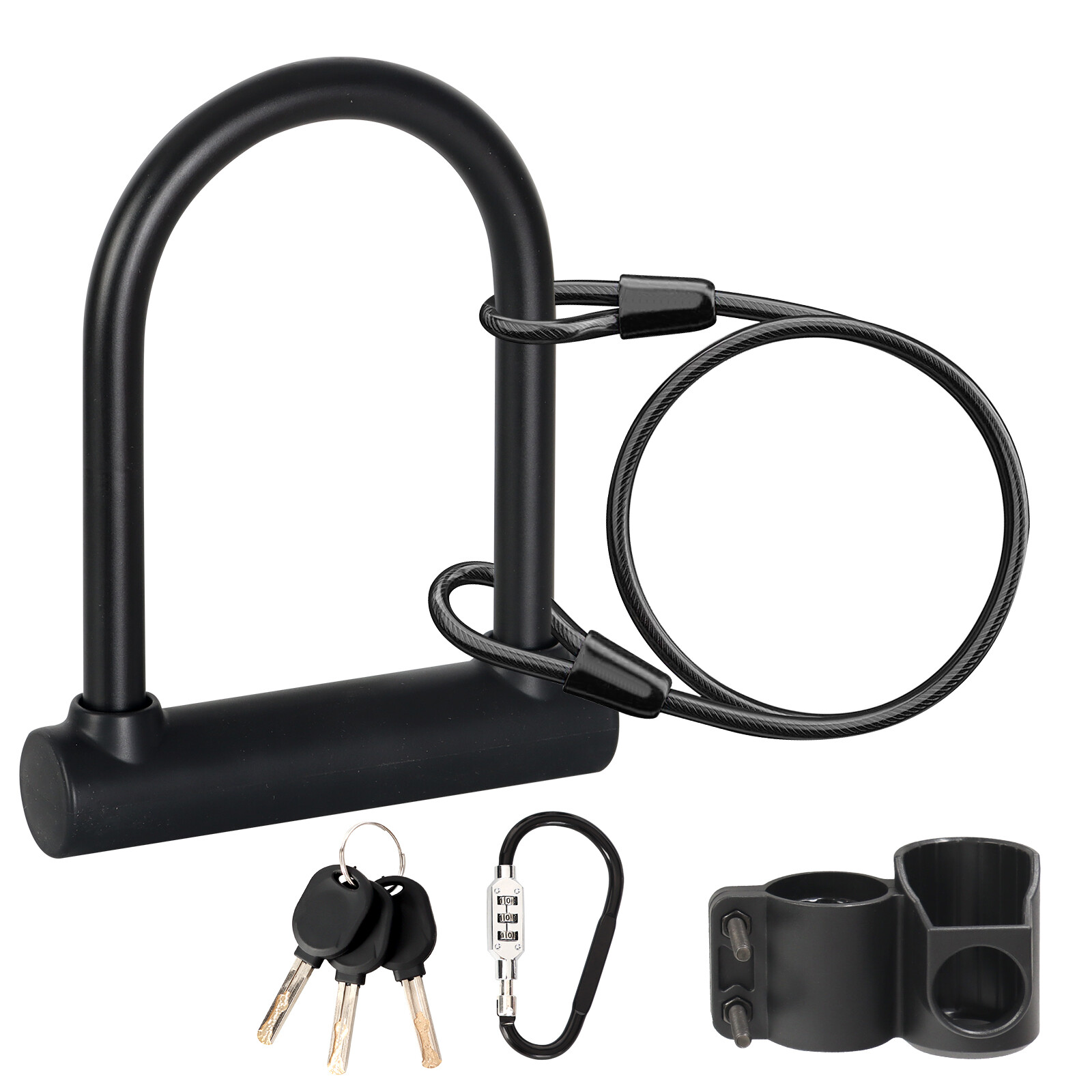 Bike U Lock Heavy Duty Anti Theft ebike lock w/ 16mm Shackle,4ft Security Cable