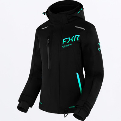 Open Box FXR Women's Renegade FX Snowmobile Jacket Black/Mint Fade Size 16
