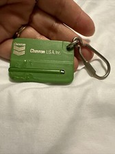 Vintage Chevron Company Green Keychain And Pen
