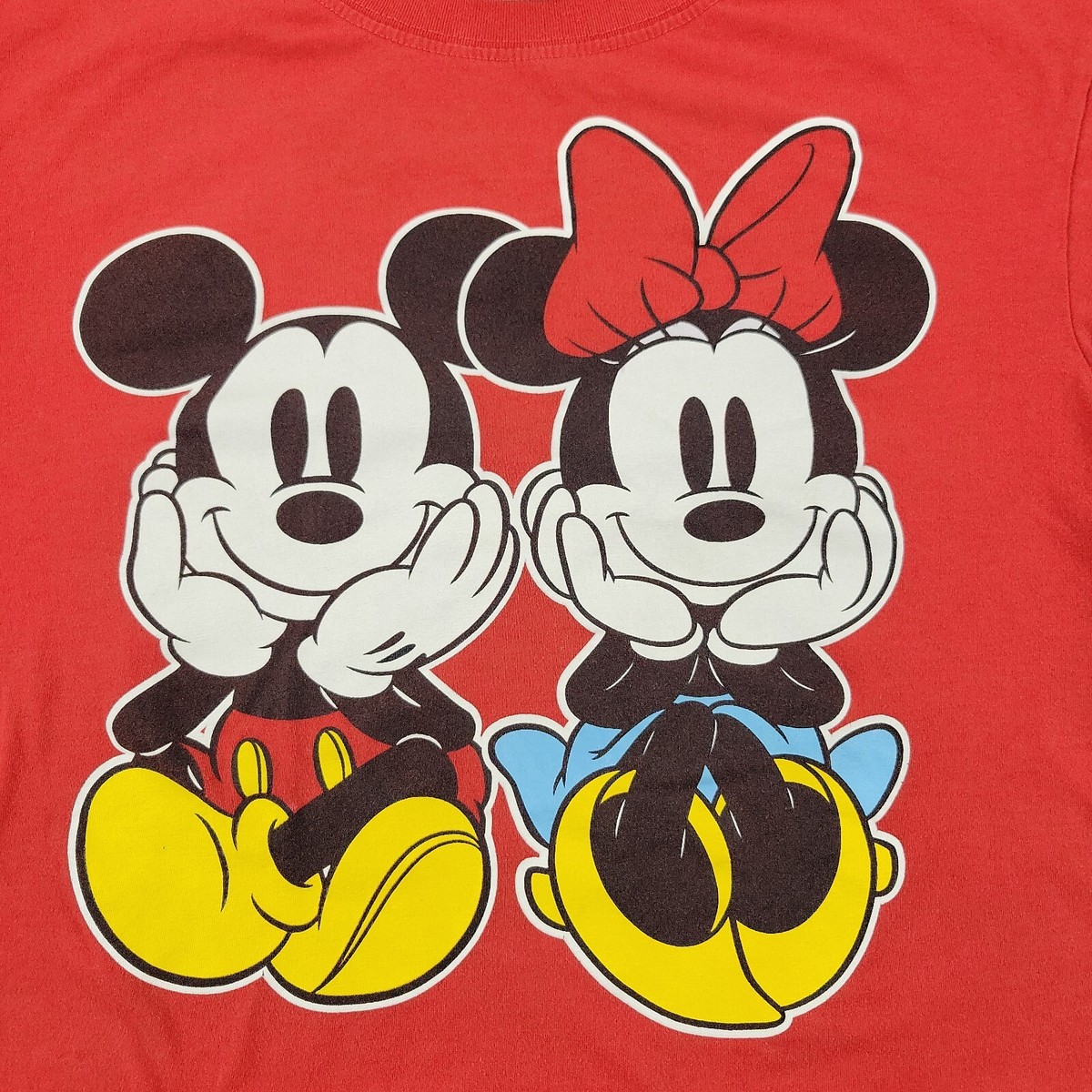 Disney Shirt Women XL Red Mickey Minnie Mouse Crop Top Graphic Tee