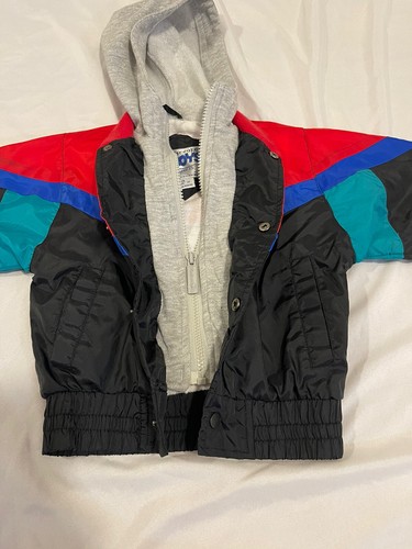 Vintage Windbreaker for Boys Sz 4 Retro 90s Colorblock Zip Up Sweatshirt Jacket - Picture 17 of 19